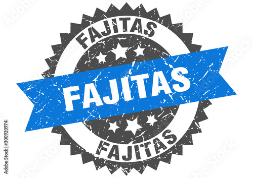 fajitas grunge stamp with blue band. fajitas