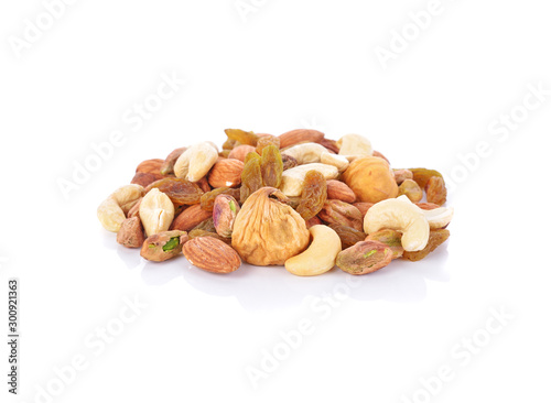 Variety of Mixed Nuts Isolated on White Background