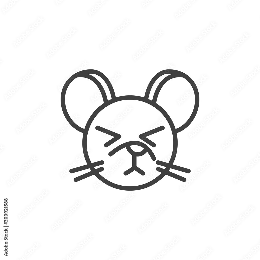 Dormant rat emoticon line icon. linear style sign for mobile concept and web design. Sleeping mouse face emoji outline vector icon. Chinese 2020 year of the rat symbol, logo illustration. Dormant rat emoticon line icon. linear style sign for mobile concept and web design. Sleeping mouse face emoji outline vector icon. Chinese 2020 year of the rat symbol, logo illustration.