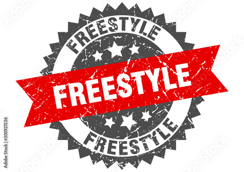 freestyle grunge stamp with red band. freestyle
