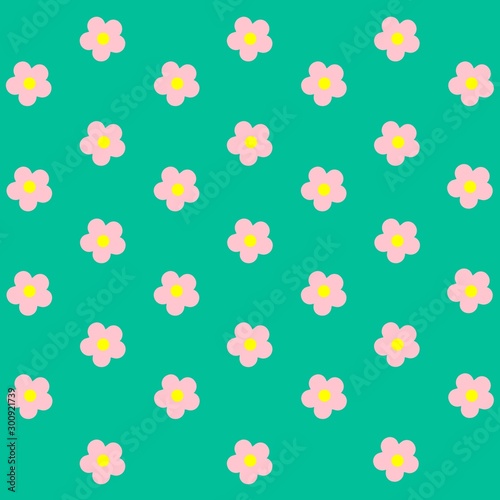 Pink sweet asian flower on pastel green background