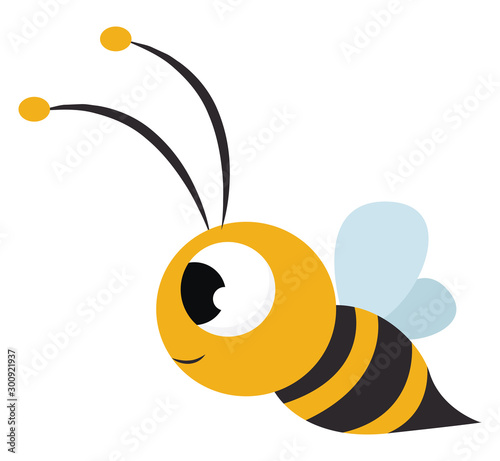 Cute bee, illustration, vector on white background.