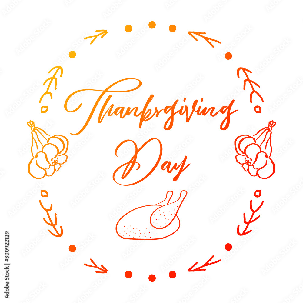 Obraz premium Thanksgiving day vector. Hand drawn vector pumpkin traditional design celebration. Autumn pumpkin. Design Thanksgiving template