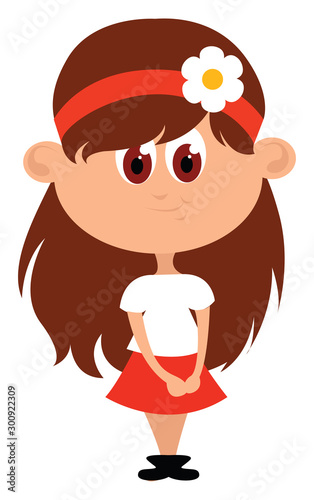 Girl with red hair, illustration, vector on white background.