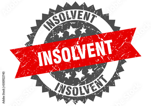 insolvent grunge stamp with red band. insolvent