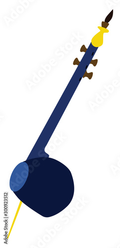 Blue kamancha, illustration, vector on white background.