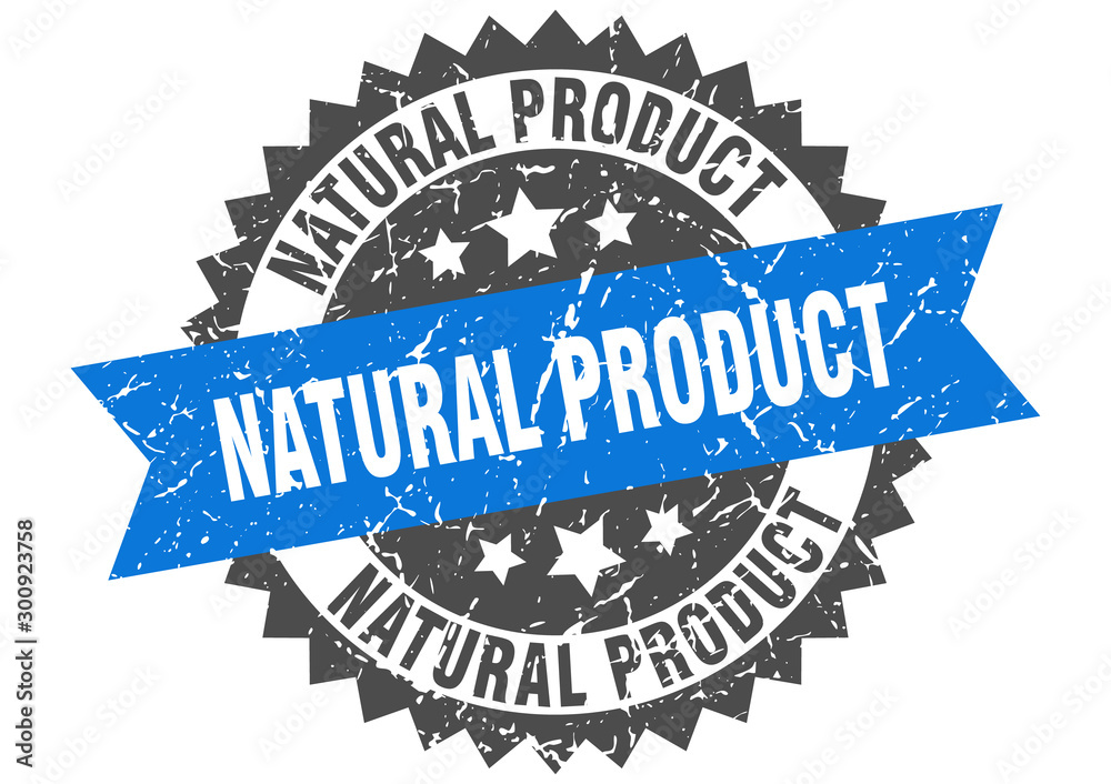 Obraz premium natural product grunge stamp with blue band. natural product
