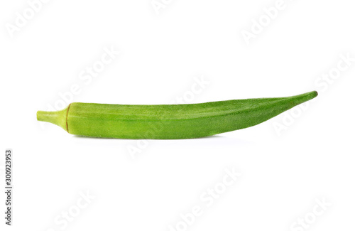 Young okra isolated on the white background.