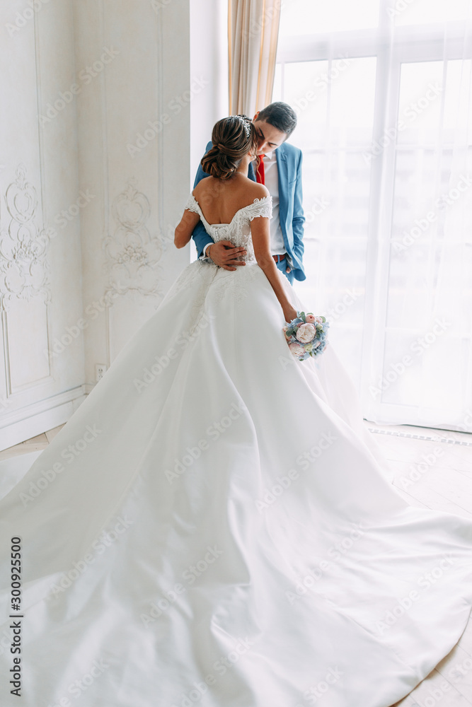Modern ceremony in European style. Beautiful wedding couple in atmospheric forest with rocks. Modern ceremony in European style. Beautiful wedding couple in atmospheric forest with rocks.