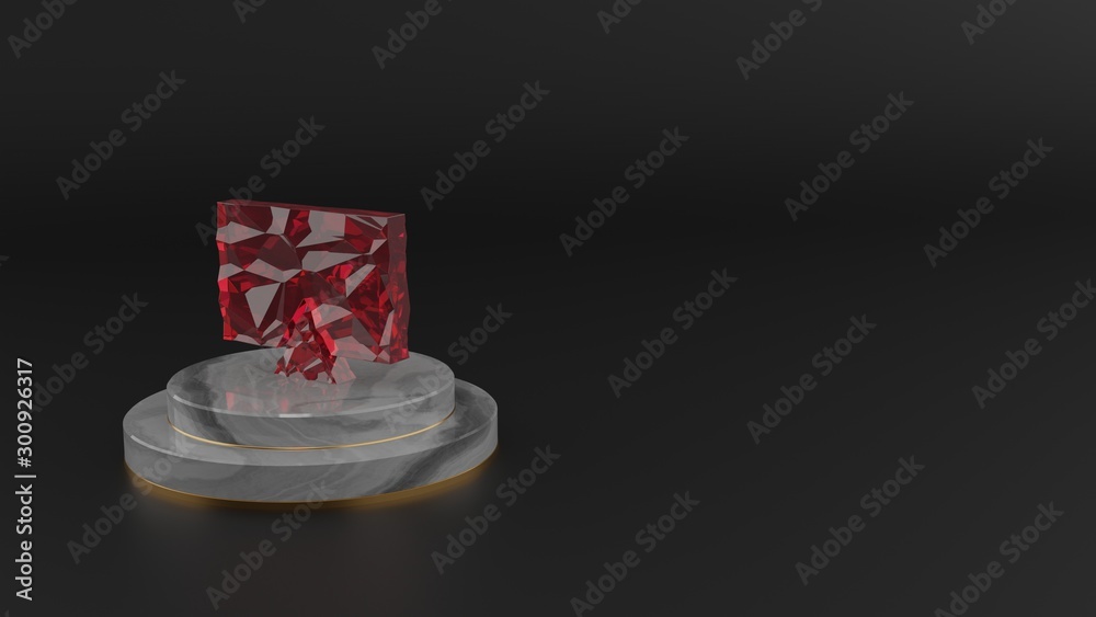 3D rendering of red gemstone symbol of television09 icon 3D rendering of red gemstone symbol of television09 icon