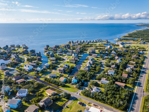 Aerial photo of beach town at Atlantic coast of America