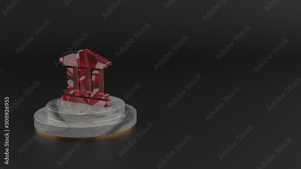 3D rendering of red gemstone symbol of university icon 3D rendering of red gemstone symbol of university icon