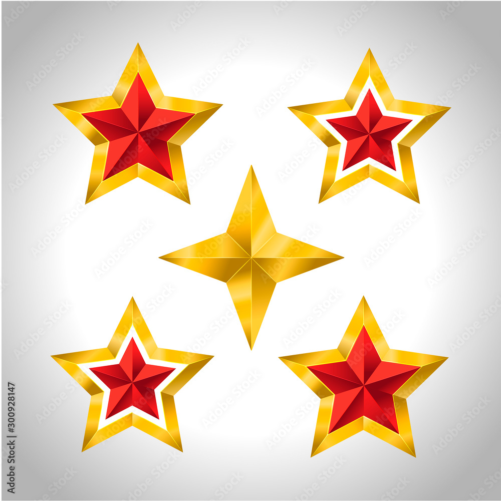 Vector illustration of 5 gold stars christmas new year holiday 3D Christmas Vector illustration of 5 gold stars christmas new year holiday 3D Christmas