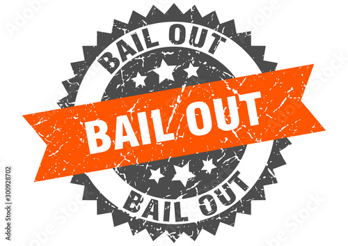 bail out grunge stamp with orange band. bail out