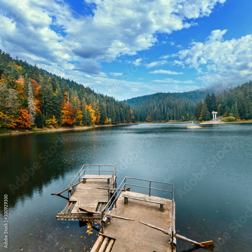 Lake Synevyr autumn view. photo