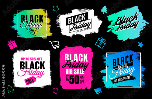 Background vector brush strokes for black Friday designs. Featured black Friday text.