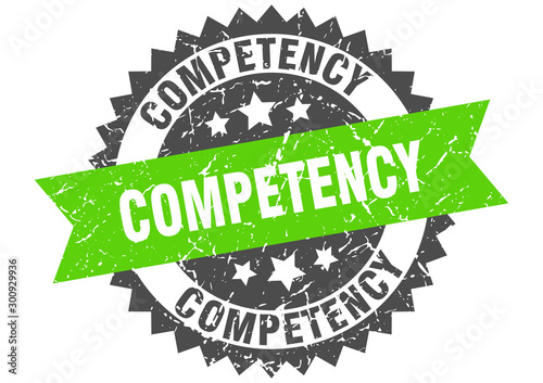 competency grunge stamp with green band. competency