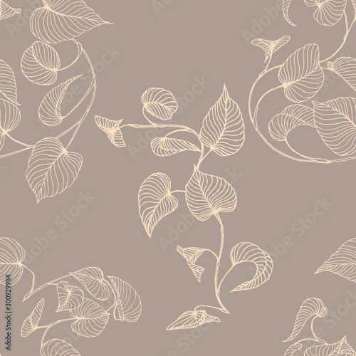 branch of liana. Desing Wallpaper, wrapping. seamless pattern. Hand drawn. sketch