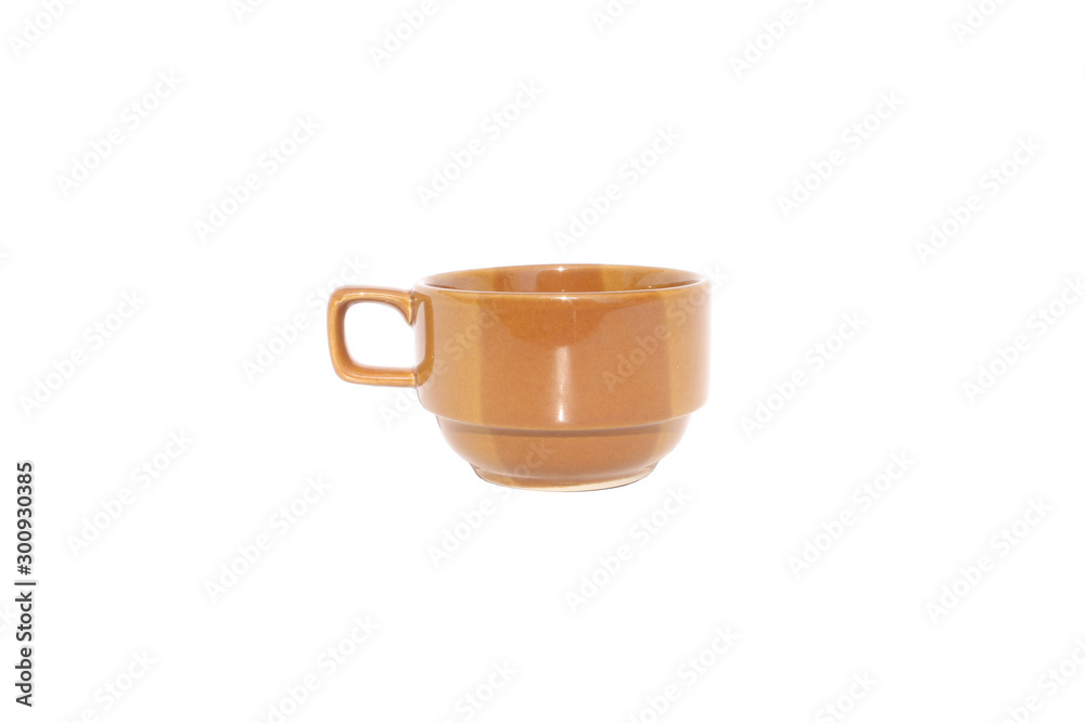 brown ceramic cup on isolated white brown ceramic cup on isolated white