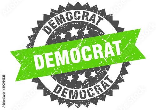 democrat grunge stamp with green band. democrat