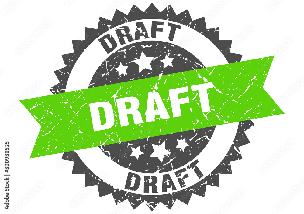 Fototapeta premium draft grunge stamp with green band. draft