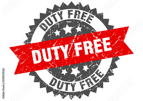 duty free grunge stamp with red band. duty free