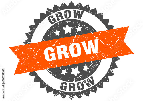 grow grunge stamp with orange band. grow