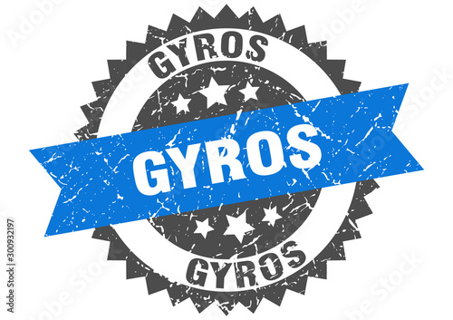 gyros grunge stamp with blue band. gyros