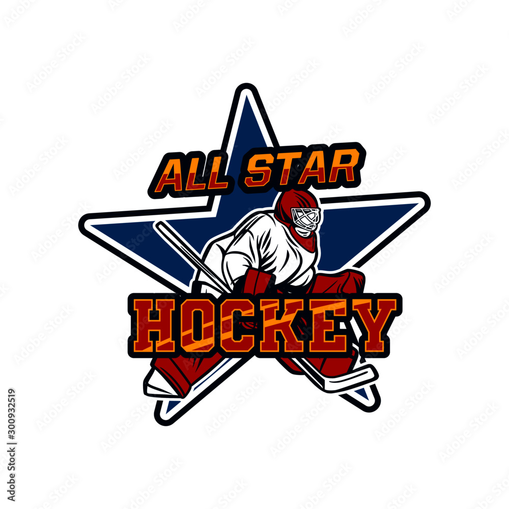 Naklejka premium All star hockey logo team badge template