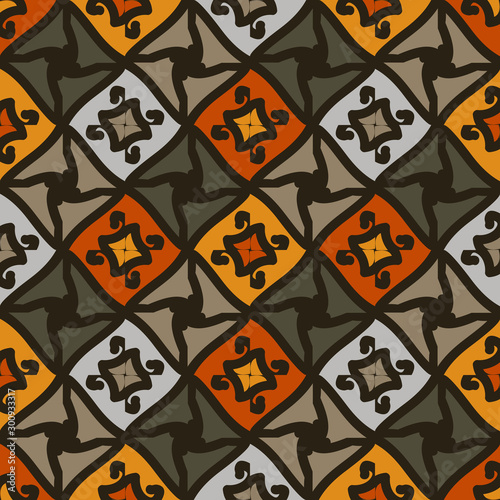 Seamless pattern with geometric ornament.