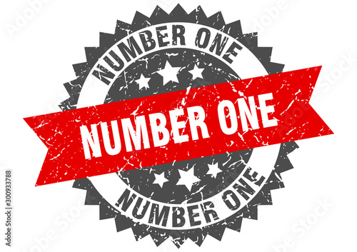 number one grunge stamp with red band. number one
