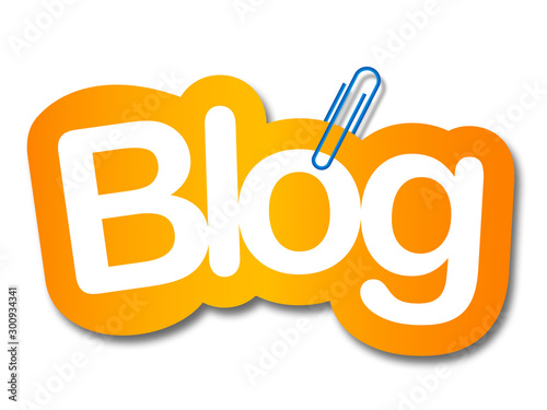 blog label in white background and paper clip photo