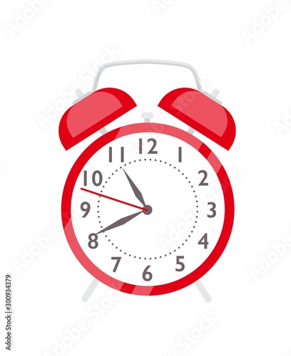Red alarm clock flat vector illustration