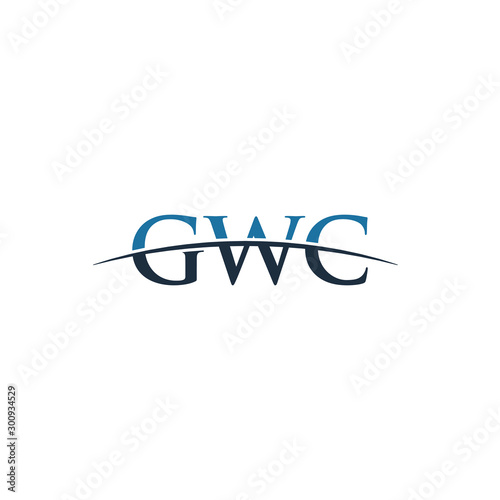 Initial letter GWC, overlapping movement swoosh horizon logo company design inspiration in blue and grey color vector photo