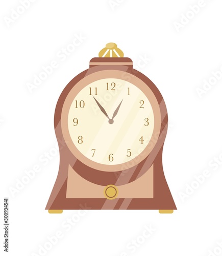 Vintage clock flat vector illustration