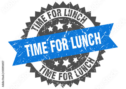 time for lunch grunge stamp with blue band. time for lunch