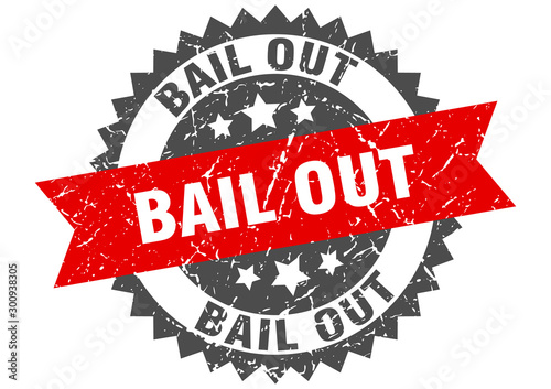 bail out grunge stamp with red band. bail out