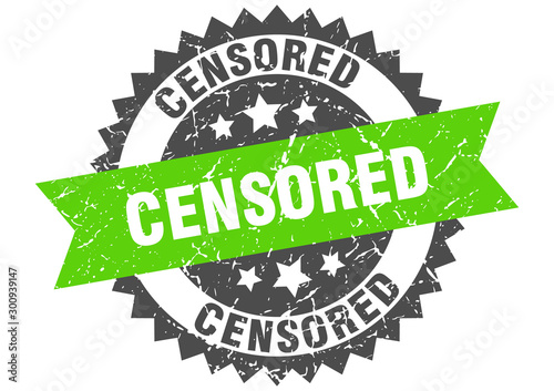 censored grunge stamp with green band. censored