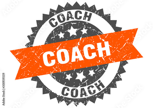 coach grunge stamp with orange band. coach
