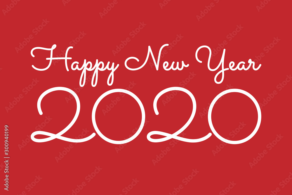 Lettering 2020 - Happy new year on the festive red background. Template for background, banner, card, poster with text inscription. Vector EPS10 illustration. Lettering 2020 - Happy new year on the festive red background. Template for background, banner, card, poster with text inscription. Vector EPS10 illustration.