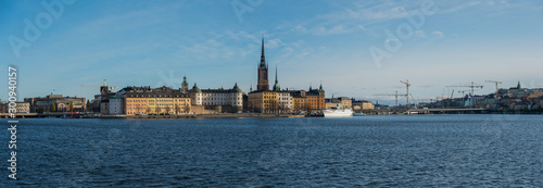 Water view over the island Riddarholmen in Stockholm an autumn day