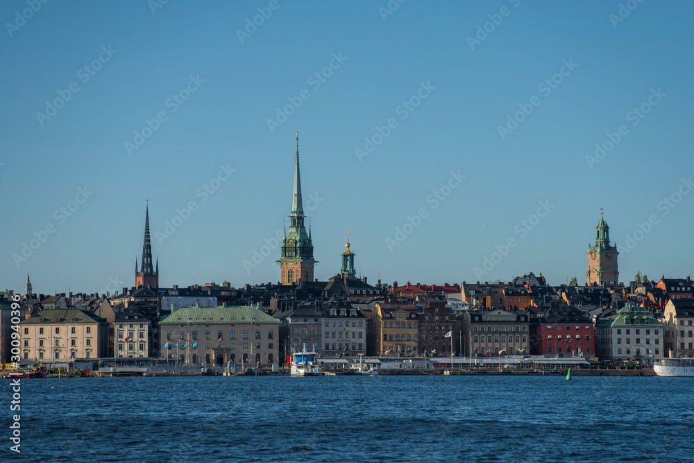 Autumn harbour view of Stockholm.