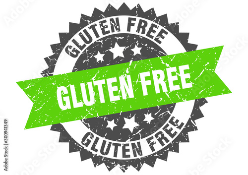 gluten free grunge stamp with green band. gluten free