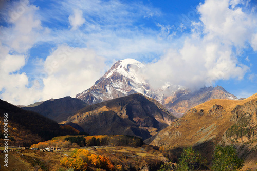 Mount Kasbek in the Greater Caucasus  Georgia  Asia