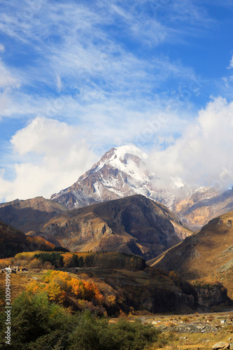 Mount Kasbek in the Greater Caucasus  Georgia  Asia