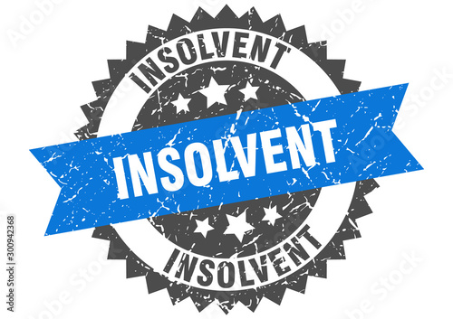 insolvent grunge stamp with blue band. insolvent