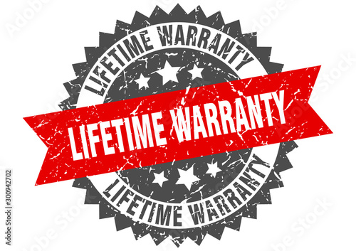 lifetime warranty grunge stamp with red band. lifetime warranty