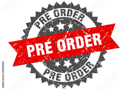 pre order grunge stamp with red band. pre order