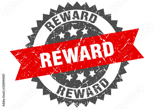 reward grunge stamp with red band. reward
