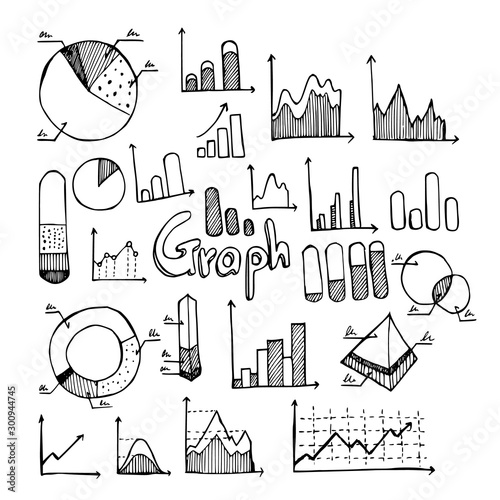 Set of Graph Drawing illustration Hand drawn doodle Sketch line vector eps10